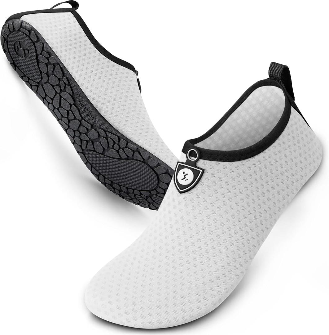 SIMARI Anti Slip Water Shoes for Women Men Summer Outdoor Beach Swim Surf Pool SWS001 Circular White 11.5-12.5