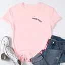 BLANCHES Plus Size Shirt Women Funny Letter Print Tops Cute Vacation Holiday Graphic Tees, 3XL