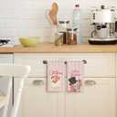 2 x Pink Christmas Kitchen Towels Set of 2, Vintage Santa Snowman Hand Towels for Bathroom, Merry Christmas Dish Tea Towels, Kitchen Bathroom Decor, 16x24 Inches