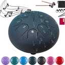 Rain Drum for Outside Garden, 8 Note 6 Inch Steel Tongue Drum, Drum for Rain Music Chime, Musical Instruments When It Rains, Meditation Accessories for Camping, Meditation, Yoga, Education(6nav