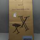 Keyboard Stand Piano Bench Set, 2026 Upgrade Heavy Duty Double X Keyboard Stand Piano Stand, Adjustable&Portable Digital Piano Stand with Locking Straps (Piano Keyboard Stand x 1, Piano Bench x 1), for 54-88 key Electric Pianos