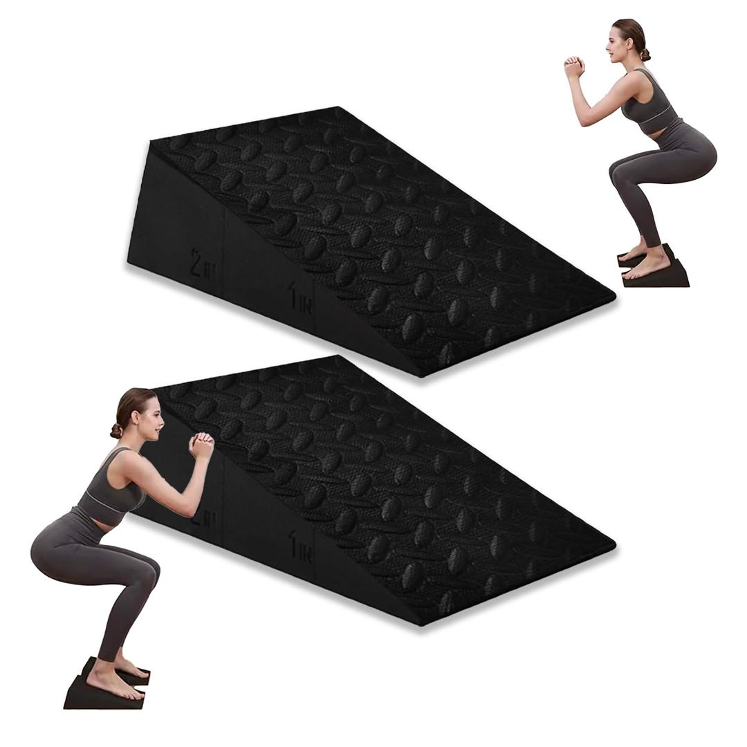Squat Wedge Block for Heel Elevated Squat 2 Pcs Set, Improve Mobility Balance and Strength Performance Weightlifting Calf Stretcher Slant Board for Squat