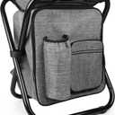 Kikerike Backpack Stool Cooler Chair Heavy Duty 300 LBS Max Load Portable Lightweight Stool Backpack Folding Fishing Cooler Seat for Camping Hunting Fishing - Gray