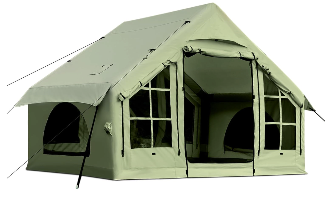 Dartmoor Inflatable Camping Tent, 4-6 Person Air Glamping Tent with Pump, Waterproof Blow Up Tent for Outdoor, 4 Season, Easy Setup, Dual Doors, Windows