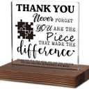 Thank You Gift  You Are the Piece That Made the Difference Acrylic Desk Sign, Rustic Wood Base Plaque for Teacher Coworker Mentor Nurse, Inspirational Farewell or Retirement Appreciation TKA113