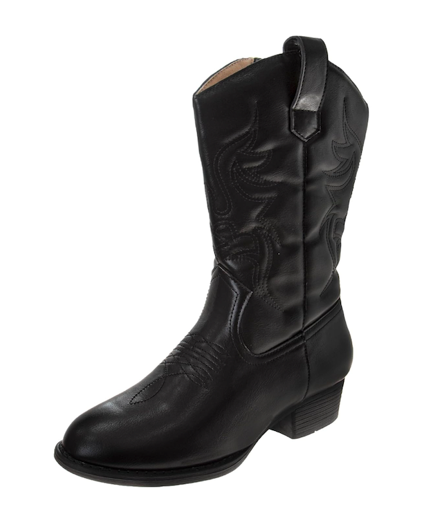 Canyon Trails Cowboy Boots - Traditional Style Cowgirl Comfortable Western Boots for Women & Teen Girls - Black, 7,5