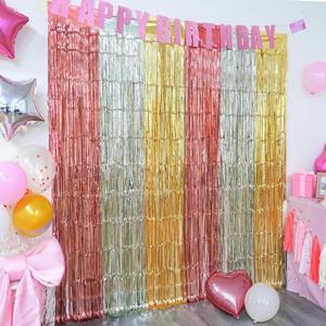 3 x Menstarsi Rose Gold Party Decoration, 2 Pack Pink White Gold Decor, 3.3x6.6 ft Foil Fringe Curtains Photo Booth Props for Girl Baby Shower Decorations, Bridal Shower, Princess Birthday Party Backdrop