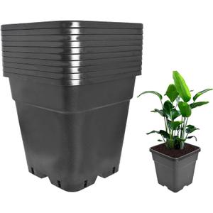 Plant Pots Flower Pot 10-Pack 3 Gallon Planter Nursery Pot Garden Seedling Planters Containers Plastic Injection Molded Pots with Drainage Holes for Outdoor Indoor Plants Vegetables, Black