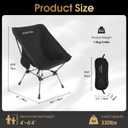 Camptime Portable Camping Chair Plus, Larger & Roomier, Compact and Lightweight, Folding Chair for Backpacking & Hiking, 330Lbs Capacity, Black