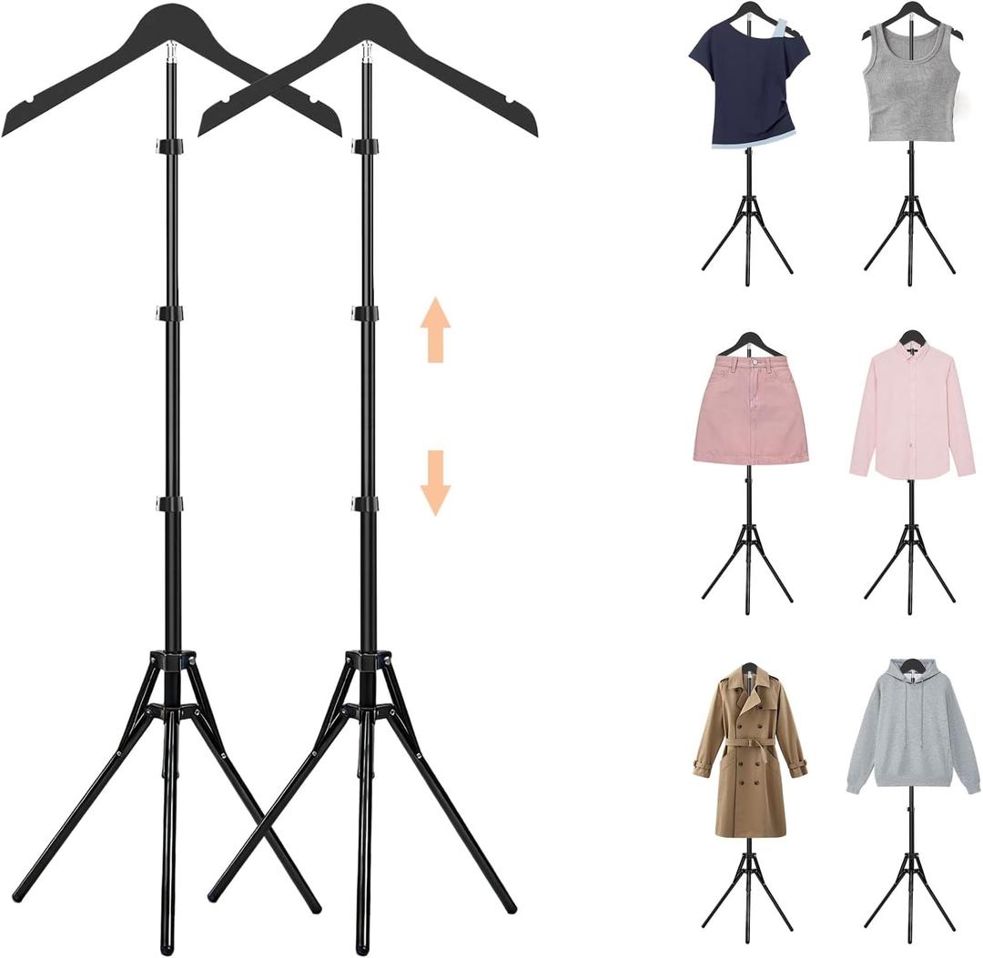 2 Pack Shirt Display Stand, 32-63 Inch Height Adjustable Mannequin Torso for Vendors, T Shirt Clothing Display Stand Rack, Foldable Steamer Stand for Clothes Garment Retail