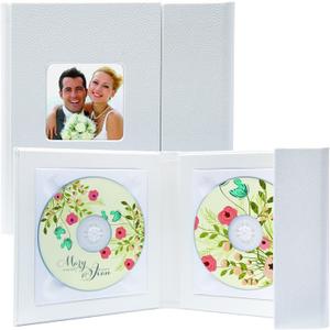 Neil Enterprises Inc. White Supreme 2.5" x 2.5" CD/DVD Holder - Holds Two Discs, Magnetic Closure, Presentation Box