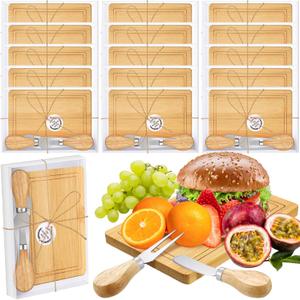 Domensi 15 Set Bridal Shower Favors Mini Charcuterie Boards Bulk Bamboo Cheese Cutting Boards Knives Forks Thank You Tags Box for Guests Baby Shower Birthday House Warming Return Gift(Rectangular)