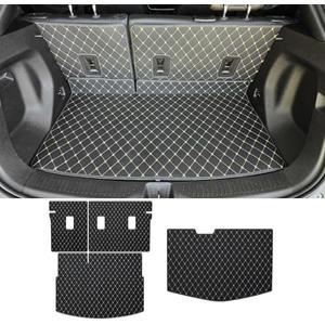 Cargo Liner & Backrest Mat Fit for 2017-2025 Chevy Bolt EV & EUV (Upper+Lower Cargo Mat) - All Weather Pu Leather Rear Full Coverage Trunk Mat Waterproof Car Mat Accessories