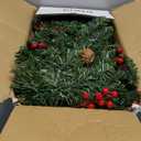 Joiedomi 9Ft Christmas Garland Prelit with Lights, 100 Warm White LED, 27 Pine Cones, 27 Red Berries for Home & Office Christmas Indoor and Outdoor Decorations (Battery Powered, not Included)