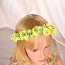 Flower Crown for Women, Floral Headband Women Headpiece Flower Hair Accessories for Weeding Bride Cosplay Party Festival Photos (Rape Flower Yellow Green, Adjustable)