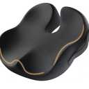 Ergonomic Memory Foam Seat Cushion for Car, Home, Pressure Relief Pad for Hip, Tailbone, All Day Comfort - Black