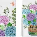 XCHI Hydrangea Flowers Eucalyptus Leaves Spring Kitchen Towels Summer Dish Towels 18x26 Inch Home Kitchen Decorations Hand Towels Set of 2 Drying Dishcloth