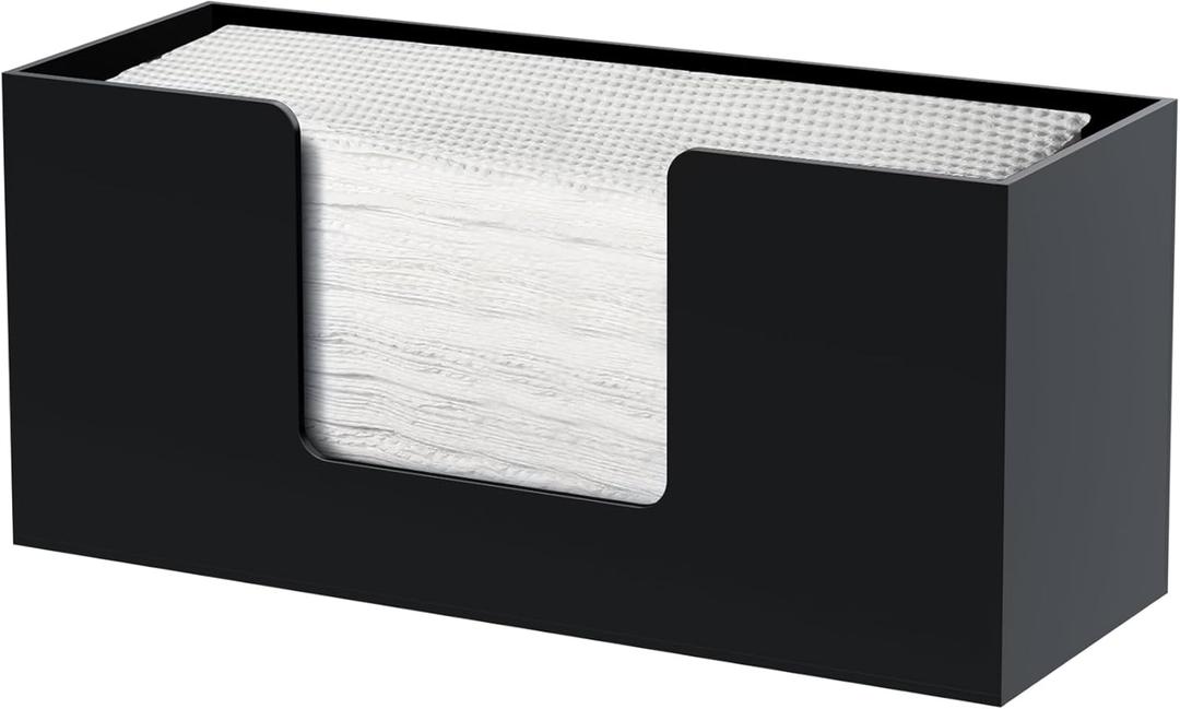 1Pack Paper Towel Dispenser Countertop, Acrylic Paper Towel Holder, Black Napkin Holder for Kitchen, Countertop Multifold C-Fold, Z-Fold, Trifold Paper Hand Towel Dispenser for Bathroom Toilet