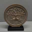 LCCCK Tree of Life Statue, Resin Round Tree Sculpture for Cabinet Decor, Shabby Chic Knick Knacks, Living Room Mantle Entryway Table Top Accent, Symbolic Family Roots Home Decor (Gray)