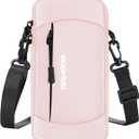 Arm Phone Holder for Running, Crossbody Phone Holder Bag, Phone Arm Bands for Running Hiking, Adjustable Cell Phone Armbands for iPhone Samsung Galaxy LG Card Keys 7.5 Inch (Crossbody Bag Pink) (03-Pink with Crossbody Strap)