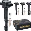 Set of 4 Ignition Coil Pack Spark Plugs for Honda Accord CRV Civic SI Element Acura RSX CSX 2002 2003 2004 2005 2006 2007 2008 2009 2.4 2.0 L4 Ignition Coils Spark Plugs UF311 UF583 C1382