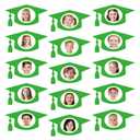 JarThenaAMCS 50 Pcs Graduation Hat DIY Cutouts Green Grad Caps Tassel Paper Cutting Bulletin Board Decoration with 100 Pcs Glue Points for 2026 School Congrats Grad Party Classroom Photo Name Crafts