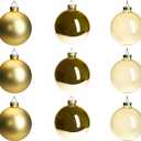 DN DECONATION Brown Glass Christmas Ball Ornaments, Set of 9, 3' Hanging Christmas Baubles for Xmas Tree Decoration, Wedding Party Gift