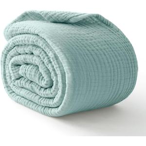 100% Cotton Muslin Blanket California King 120" x 90", 6 Layers Breathable and Lightweight Oversized Blankets for Bed, Soft Cooling Gauze Blanket for Adults All Season, Mint