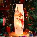 Christmas Lighted Snowmen Indoor Decorations, Crackle Glass LED Light up Snowmen Vase Snowmen Lamp Night Lights for Xmas, Lighting Christmas Decorations Holidays Table Decor 12 Inch