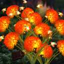 Solar Garden Lights, 8 Pack Solar Swaying Bee Lights with Flowers, Waterproof Firefly Light Outdoor for Garden Patio Yard Pathway Fall Decoration, Gifts for Women Mother's Day (Orange)