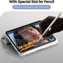 INFILAND for iPad mini 7 Case (A17 Pro), iPad mini 7th / 6th Generation Case 2024/2021 8.3 Inch, Glitter Cute Protective Cover with Clear Sparkle Back, Pencil Holder for Kids Girls, Silver (Sliver)