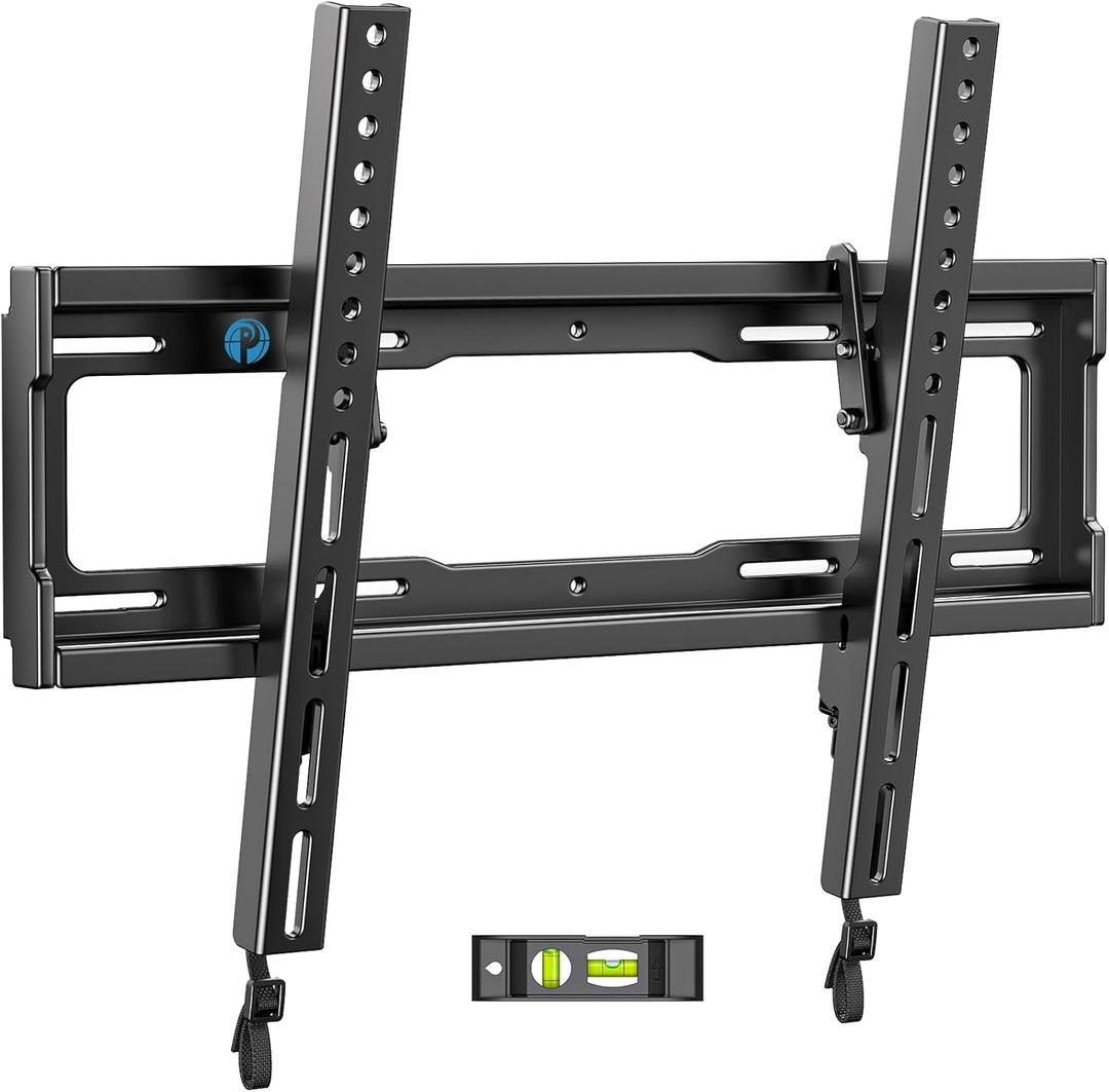 Pipishell Tilt TV Wall Mount Bracket Low Profile for Most 23-55 Inch LED LCD OLED 4K Flat Curved TVs up to 99lbs Max VESA 400x400mm, 8 Tilting for Anti-Glaring, Fits 8-16 inch Wood Stud