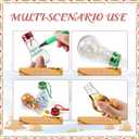 Sliner 24 Pcs Christmas Booze Balls with Ribbons Clear Plastic Fillable Christmas Bulbs Ornaments Plastic Fillable Light Bulbs with Screw Top for Crafts Xmas Tree Party Favors