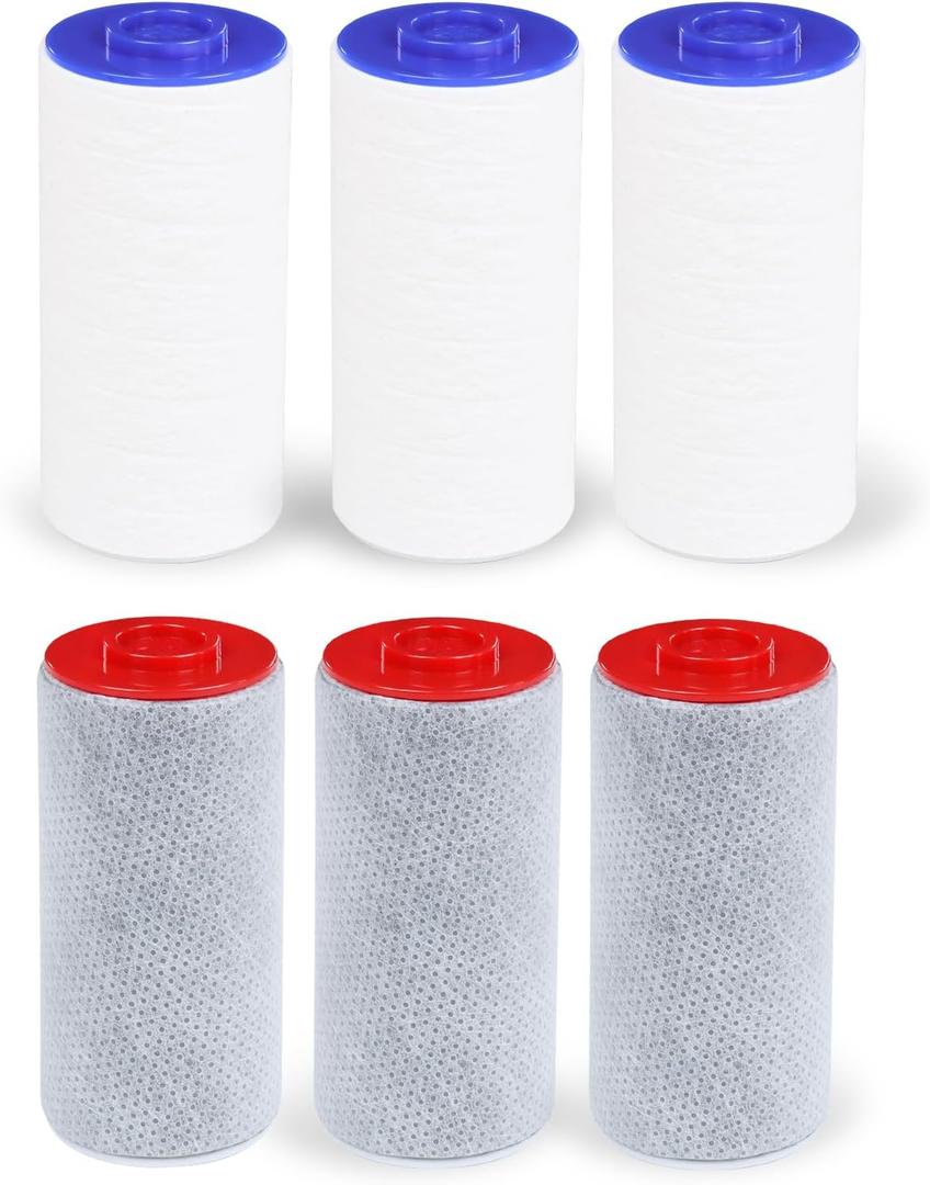 Compatible with Weddell Duo Shower Filter, Replacement Cartridges Full Set + Extra Filters, Removes Chlorine, PFAS, Heavy Metals, Particulates, for Clean & Safe Shower Water (3+3)