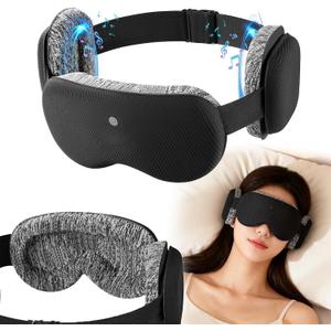 3D Bluetooth Sleep Mask with Voice Control,Eye Mask Headphones for Women Men 100% Pressure-Free & BlockOut,Wireless Cotton Mask for Side Sleepers Travel (Black)