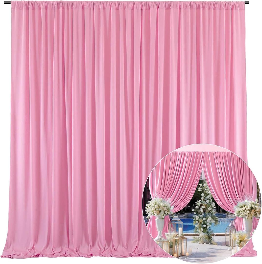 10 x 7 Feet Pink A Backdrop Curtain for Partie, Background Curtains for Photoshoot, Birthday, Wedding, Halloween, Thanksgiving, Christmas Day, New Year Party Decorations 5Ft x 7Ft, 2 Panels
