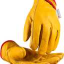 toolant Winter Leather Work Gloves, Warm 3M Thinsulate Lining for Cold Weather Work, Thermal Insulated Gloves (Small, Yellow - Winter Version (1 Pair))