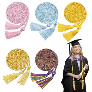 5 Pcs Graduation Cords with Tassel for High School Bachelor Gown College Graduation 2025 (Gold, Sky Blue, Pink, White & Gold, Rainbow)