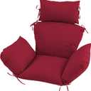 Outdoor Egg Chair Cushion with 8 Securing Straps, Water-Repellent & Fade-Resistant, Removable Cover, Replacement Cushion for Most Single Hanging Swing Egg Chairs – Burgundy
