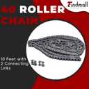 findmall 40 Roller Chain 10 Feet with 2 Connecting Links Fit for Go Kart and Mini Bike