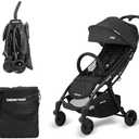 Beberoad Love R2 Small Travel Stroller Compact Stroller Foldable Lightweight Baby Stroller for Airplane, Infant Toddler Stroller with Adjustable Backrest, Cup Holder and Waterproof Canopy, Black
