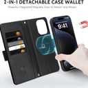 COBEAR for iPhone 15 Pro Max Case Wallet, 2-in-1 Magnetic Detachable, PU Leather, Zipper Pocket, Kickstand, Wrist Strap, Women Men Flip Wallet Case with Card Holder for iPhone 15 Pro Max, Black