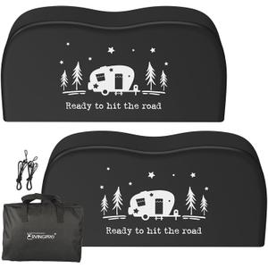 RV Tire Covers Dual Axle, Trailer Tire Covers 2 Pack, Fits 27"-30" Dia Tires, Waterproof Anti-UV Thickened PVC, Dual Axle RV Wheel Covers for Camper, Trailer, Truck (Black+Print, Small)