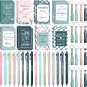 PerKoop 48 Pcs Inspirational Gifts Bulk Motivational Notepads Ballpoint Pens Keychains Set Classic Notebook Journal Lined for Teachers School Office Party Favor Supplies