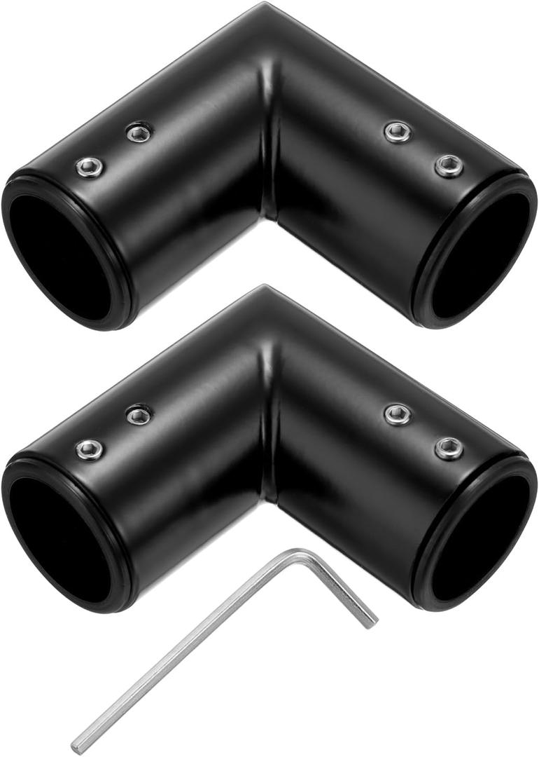 uxcell 2pcs Corner Curtain Rod Connector, 90 Degree Window Curtain Rod Corner with Hex Wrench for 1 Inch OD Bay Window Curtain Rods, Black