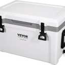 VEVOR Ultra-Light Hard Cooler, Ice Retention Cooler with Heavy Duty Handle, Ice Chest Lunch Box for Camping, Travel, Outdoor, Keeps Cool for up to 6 Days, 30% Lighter Than Rotomolded Coolers, 52 Qt Without Wheels