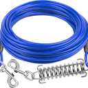 Dog Tie Out Cable Dog Runner Cable with Swivel Hook and Shock Spring Dog Runner Leads for Yard Outdoor and Camping 30FT Tether for Small Large Dogs Up to 500LBS Clear Blue