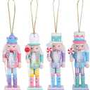 Totority Christmas Nutcracker Ornaments, 4pcs Traditional Soldier Figurines for Xmas Tree Decor, Wooden Nutcracker Decorations for Holiday Party, Mantel, and Home Display, Hand-Painted Vintage Desig
