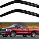 2PC Rain Guards for 02-08 Dodge Ram 1500 Window Visors for 03-09 Ram 2500 3500 Deflectors Sun Shades Vent Tape On Out Channel Regular/Standard/Single Cab Only