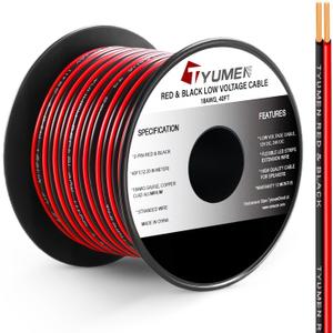 40FT 18 Gauge 2pin 2 Color Red Black Cable Hookup Electrical Wire LED Strips Extension Cord 12V/24V DC Cable, 18AWG Flexible Wire Extension Cords for LED Ribbon Lamp Tape Lighting